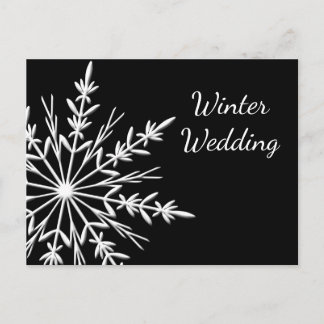 Black White Snowflake Winter Wedding Save the Date Announcement Postcard