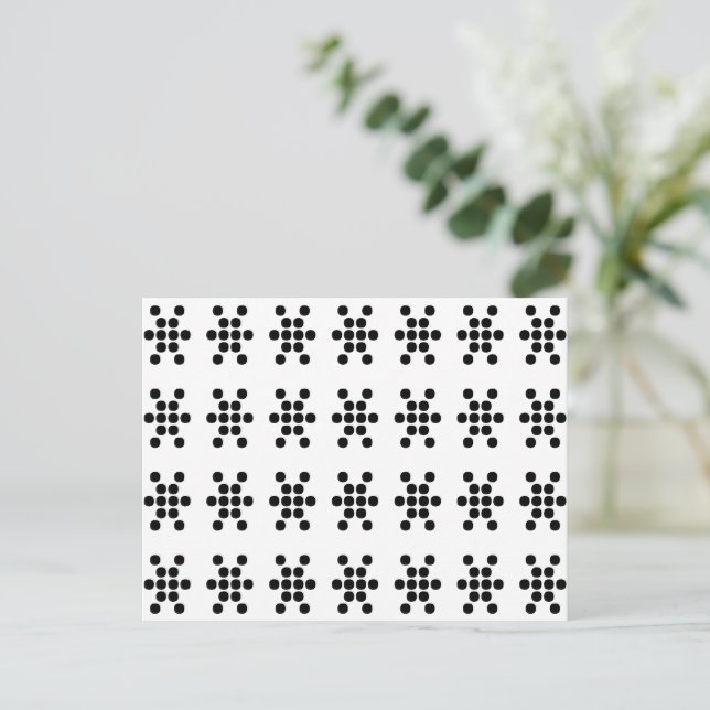 Black white snowflakes festive pattern postcard (Standing Front)