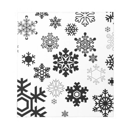 Black  White Snowflakes Notepad