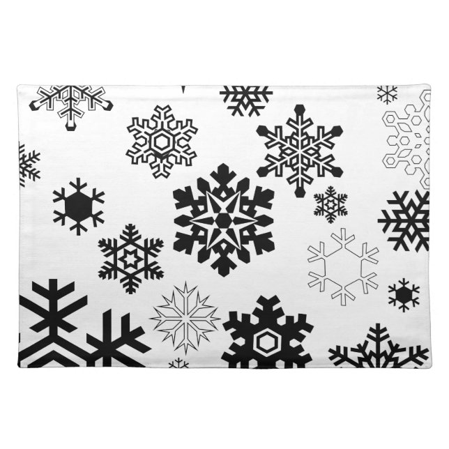 Black & White Snowflakes Placemat (Front)