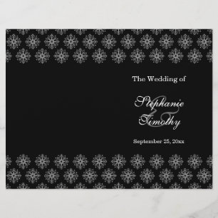 Black + white snowflakes winter wedding program