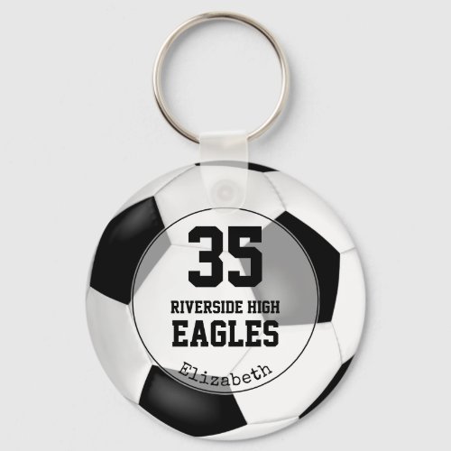 black white soccer ball girls team spirit keychain