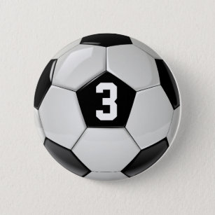 Black & White Soccer Ball Jersey Number Button