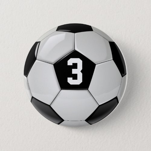 Black  White Soccer Ball Jersey Number Button