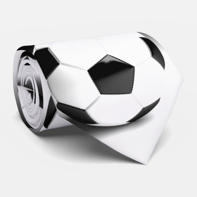 Black White Soccer Ball Neck Tie (Rolled)