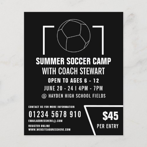Black  White Soccer ball Soccer Camp Advertising Flyer