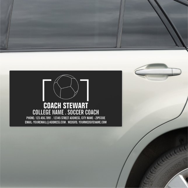 Black & White Soccer ball, Soccer Player/Coach/Ref Car Magnet (In Situ)