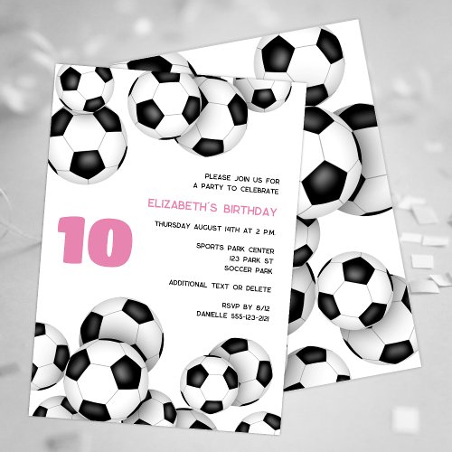 bunch of soccer balls birthday party announcement