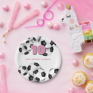 black white soccer balls kids birthday party paper plates