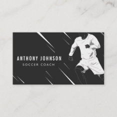 Black & White Soccer Coach Player Masculine Cool   Business Card at Zazzle
