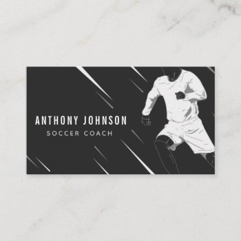 Black & White Soccer Coach Player Masculine Cool   Business Card by Sport_Queen at Zazzle