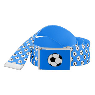 Black/White Soccer Football Balls, Azure Blue Belt