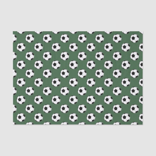 Black/White Soccer Football Balls, Hunter Green Tissue Paper (Front)