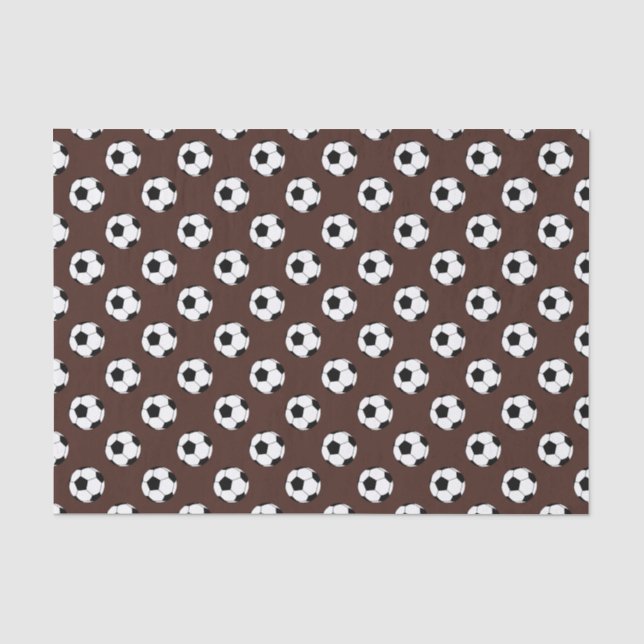 Black/White Soccer Football Balls on Brown Tissue Paper (Front)
