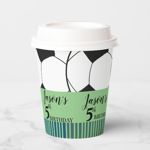 Black White Soccer Football Kids Birthday Party Paper Cups