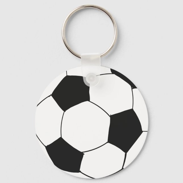 Black White Soccer Football Sports Birthday Favor Keychain (Front)
