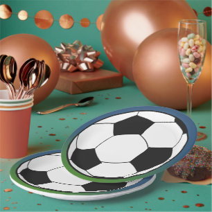 Black White Soccer Football Sports Birthday Party Paper Plates