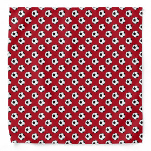 Black/White Soccer Futbol Balls, Dark Red Bandana