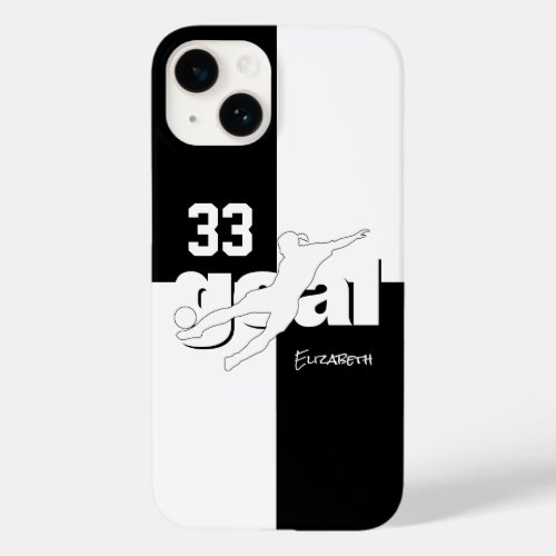 black white soccer girls name jersey number Case_Mate iPhone 14 case