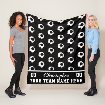 Black | White Soccer Name | Number | Team Fleece Blanket by tjssportsmania at Zazzle