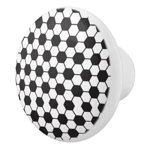 Black White Soccer Pattern Chic Trendy Ceramic Knob