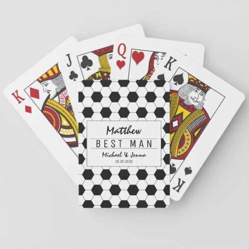 Black White Soccer Personalized Best Man Wedding Playing Cards