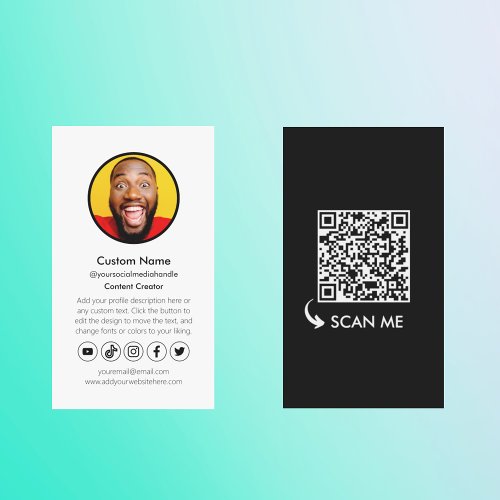 Black White Social Media Icon Content Creator Business Card