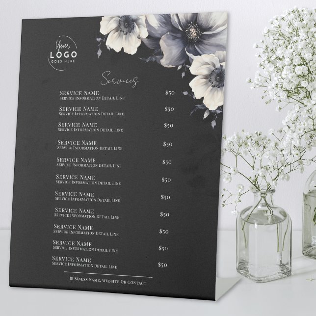 Black White Spa Services Pedestal Sign (Black White Spa Services Pedestal Sign)