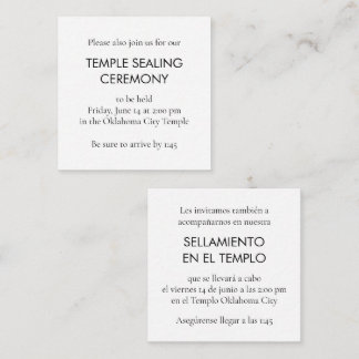 Black & White Spanish/English Temple Sealing Enclosure Card