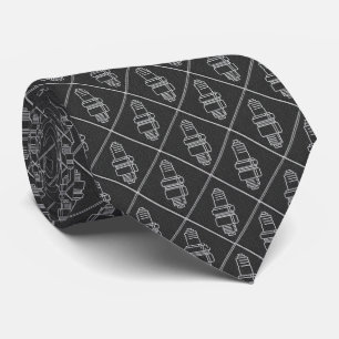 Black & White Spark Plug Grid Neck Tie