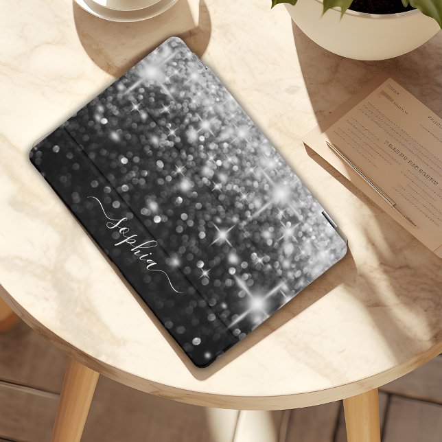 Black White Sparkle Stars Glam iPad Pro Cover (Creator Uploaded)