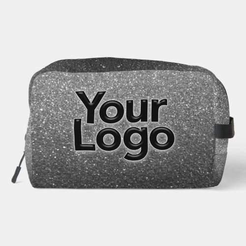 Black White Sparkly Glitter Luxury Business Logo Dopp Kit