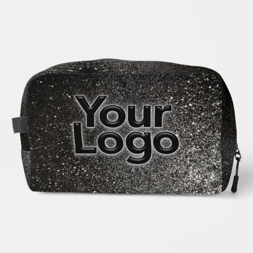 Black White Sparkly Glitter Luxury Business Logo Dopp Kit