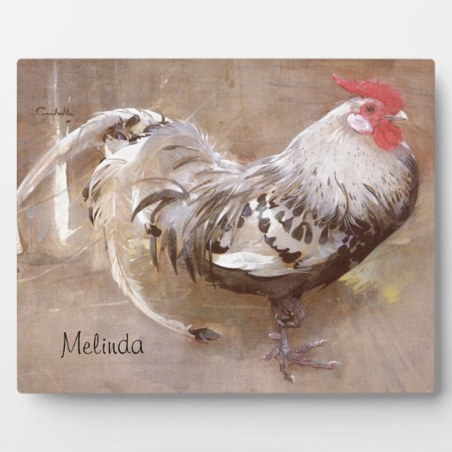 Black & White Speckled Rooster Plaque Zazzle