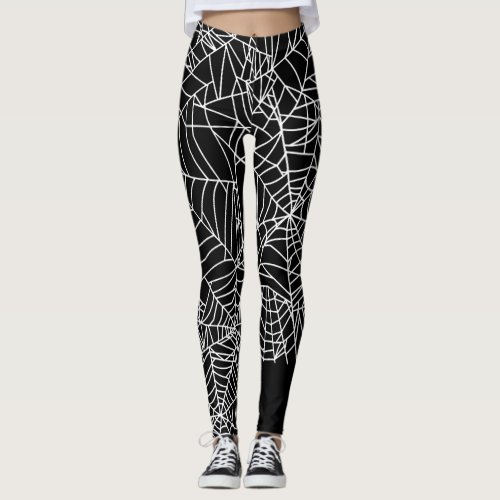 Black White Spider Web Halloween Costume Leggings