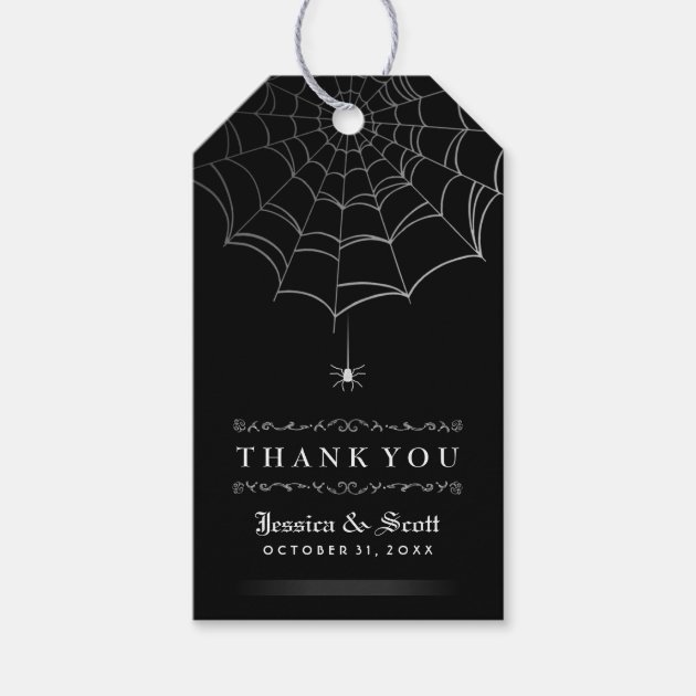 Black & White Spider & Web Halloween Wedding Gift Tags