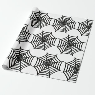 BLACK & WHITE SPIDER WEB HALLOWEEN Wrapping Paper