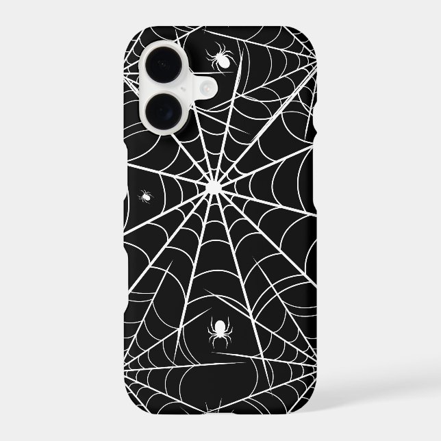 Black White Spider Web Pattern Gothic Spooky iPhone Case (Back)