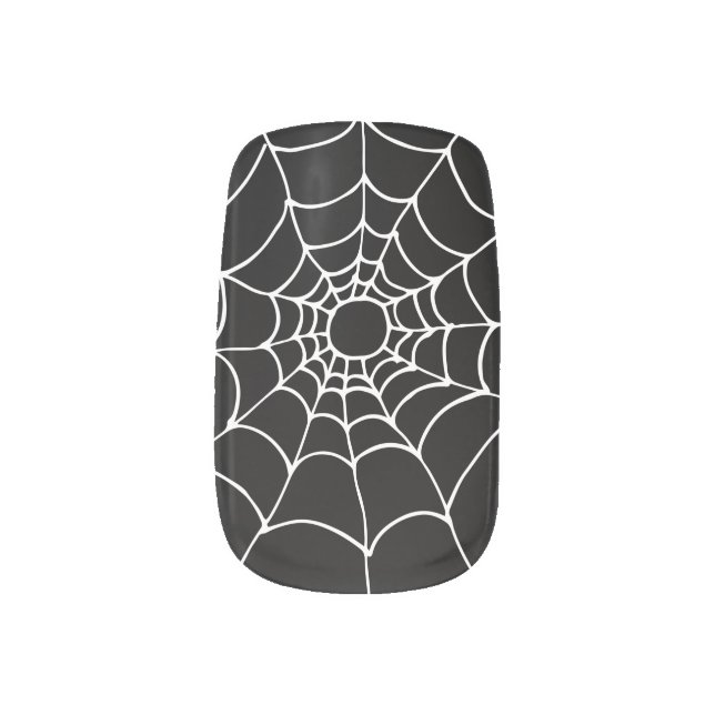Black White Spiders Cobwebs Halloween Minx Nail Art (Right Thumb)