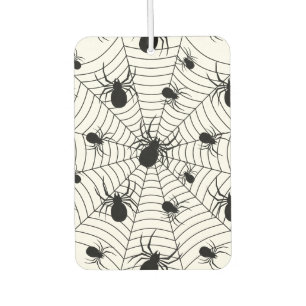 Black White spiders spiderweb Halloween pattern Air Freshener