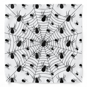 Black White spiders spiderweb Halloween pattern Bandana