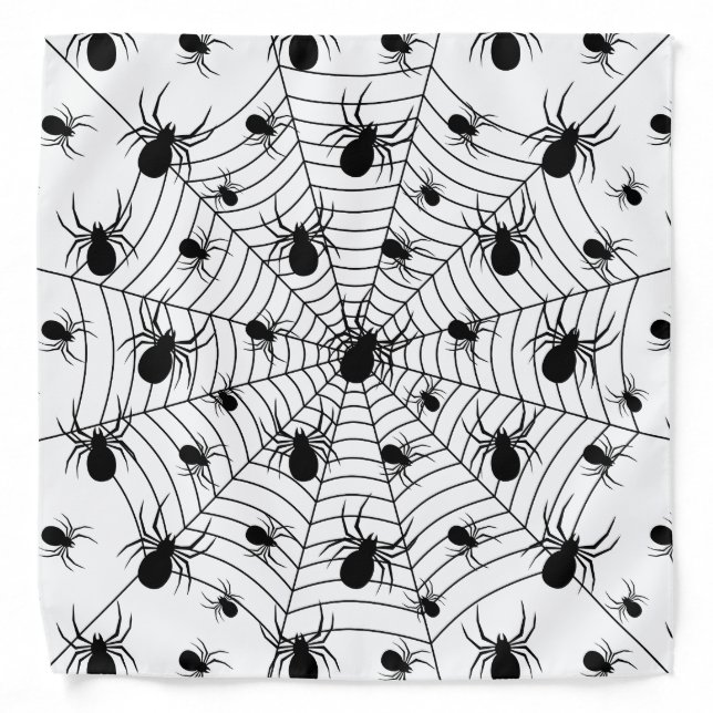 Black White spiders spiderweb Halloween pattern Bandana