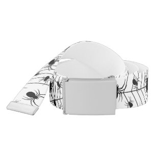 Black White spiders spiderweb Halloween pattern Belt