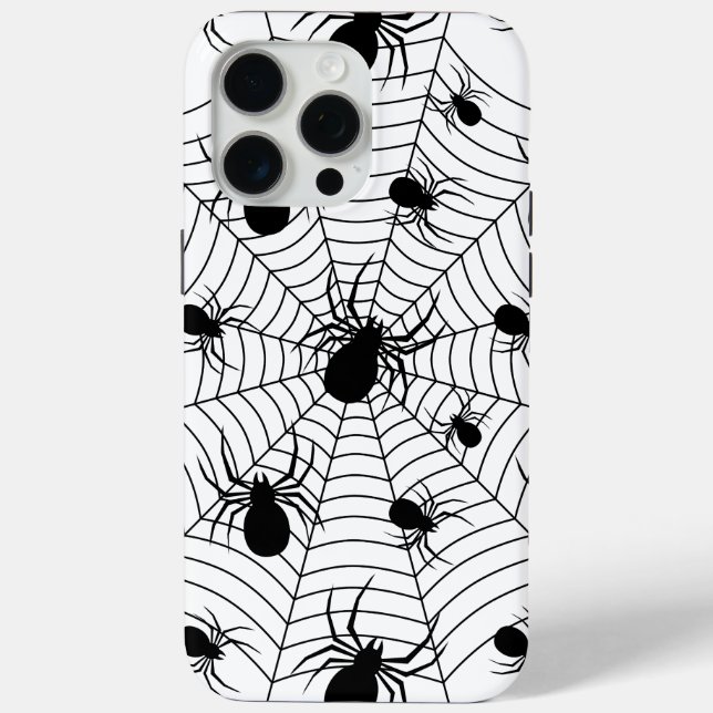 Black White spiders spiderweb Halloween pattern Case-Mate iPhone Case (Back)