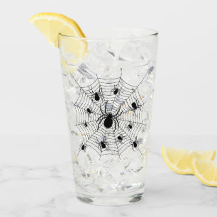 Black White spiders spiderweb Halloween pattern Glass