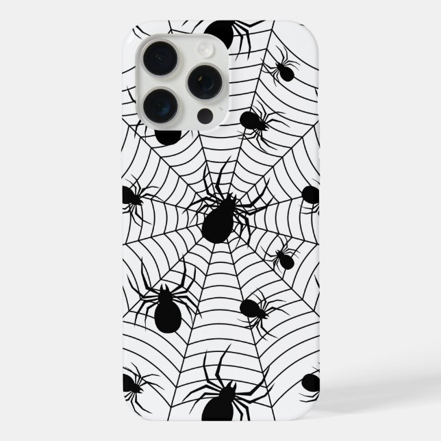 Black White spiders spiderweb Halloween pattern iPhone Case (Back)