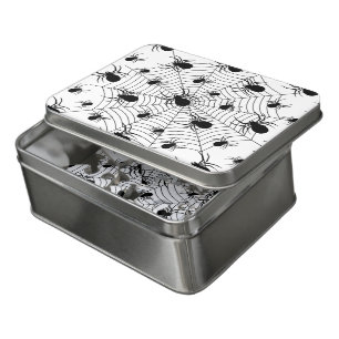 Black White spiders spiderweb Halloween pattern Jigsaw Puzzle