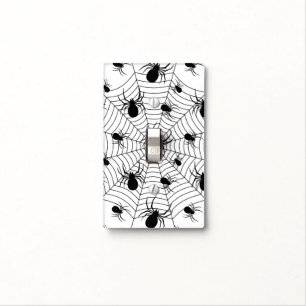 Black White spiders spiderweb Halloween pattern Light Switch Cover