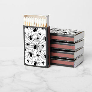 Black White spiders spiderweb Halloween pattern Matchboxes