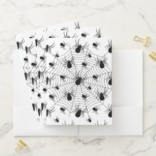 Black White spiders spiderweb Halloween pattern Pocket Folder